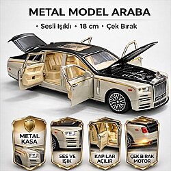 1:24 Çek Bırak Işıklı ve Sesli Metal Açılabilir Kapılar Sesli Işıklı Model Araba 18 cm - 3