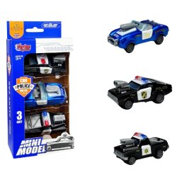 3 Parça Polis Metal Çek Bırak Araba Mini Model 1:64 - 2