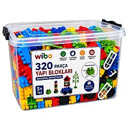320 Parça Büyük Boy Yapı Blokları Aksesuarlı PVC Kutulu Anaokulu Kreş Eğitici Oyuncak Seti - 2