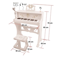 37 Tuşlu Mikrofonlu Büyük Oyuncak Piano (Mp3 Bluetooth) Beyaz - Vardem Oyuncak