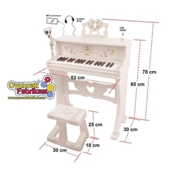 37 Tuşlu Mikrofonlu Büyük Oyuncak Piano (Mp3 Bluetooth) Beyaz - 2