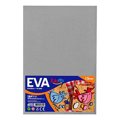 50x70 cm EVA Tabaka 10’lu Gri EVA Sünger Levha Hobi El İşi Okul ve Etkinlik Malzemesi - 1