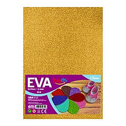 50x70 cm EVA Tabaka 10’lu Simli Altın EVA Sünger Levha Hobi El İşi Okul ve Etkinlik Malzemesi - Kika