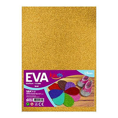 50x70 cm EVA Tabaka 10’lu Simli Altın EVA Sünger Levha Hobi El İşi Okul ve Etkinlik Malzemesi - 1