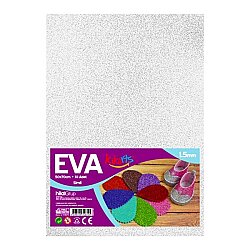 50x70 cm EVA Tabaka 10’lu Simli Beyaz EVA Sünger Levha Hobi El İşi Okul ve Etkinlik Malzemesi - Kika