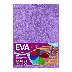 50x70 cm EVA Tabaka 10’lu Simli Lila EVA Sünger Levha Hobi El İşi Okul ve Etkinlik Malzemesi - Kika