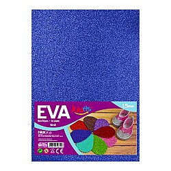 50x70 cm EVA Tabaka 10’lu Simli Mavi EVA Sünger Levha Hobi El İşi Okul ve Etkinlik Malzemesi - Kika
