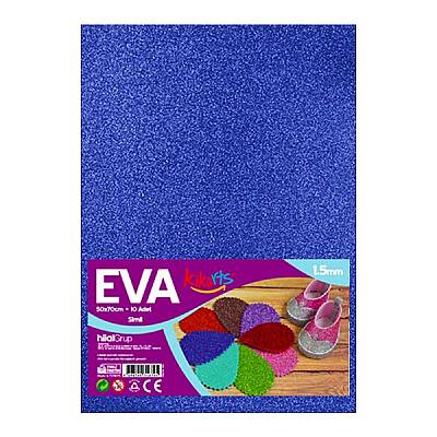50x70 cm EVA Tabaka 10’lu Simli Mavi EVA Sünger Levha Hobi El İşi Okul ve Etkinlik Malzemesi - 1