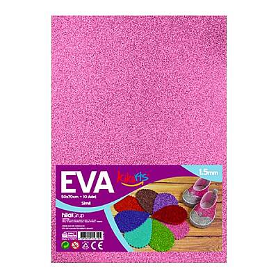 50x70 cm EVA Tabaka 10’lu Simli Pembe EVA Sünger Levha Hobi El İşi Okul ve Etkinlik Malzemesi - 1