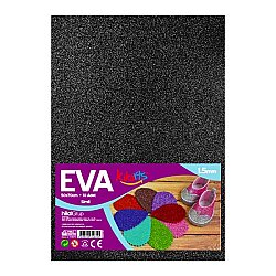 50x70 cm EVA Tabaka 10’lu Simli Siyah EVA Sünger Levha Hobi El İşi Okul ve Etkinlik Malzemesi - Kika