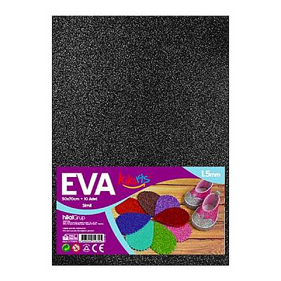 50x70 cm EVA Tabaka 10’lu Simli Siyah EVA Sünger Levha Hobi El İşi Okul ve Etkinlik Malzemesi - 1