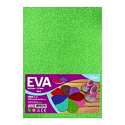 50x70 cm EVA Tabaka 10’lu Simli Yeşil EVA Sünger Levha Hobi El İşi Okul ve Etkinlik Malzemesi - Kika