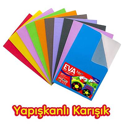 50x70 cm EVA Tabaka 10’lu Yapışkanlı Karışık EVA Sünger Levha Hobi El İşi Okul ve Etkinlik Malzemesi - 1