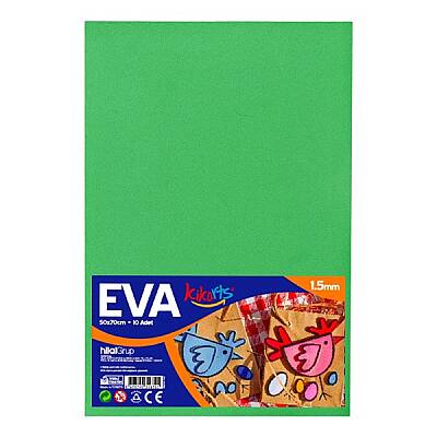 50x70 cm EVA Tabaka 10’lu Yeşil EVA Sünger Levha Hobi El İşi Okul ve Etkinlik Malzemesi - 1