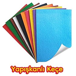 50x70 Keçe Tabaka 10'lu Yapışkanlı Karışık Renk - Kika