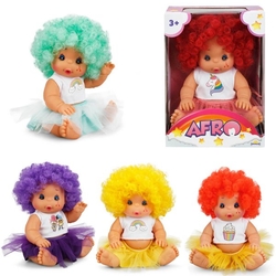 Afro Oyuncak Bebek Renkli Kıvırcık Saçlı 23 cm - Sunman