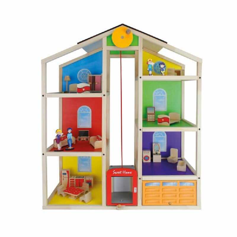 Ahşap Oyuncak Ev Asansörlü Çocuk Oyun Evi