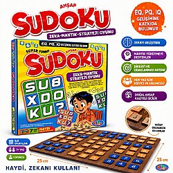 Ahşap Sudoku Zeka Oyunu 25x25 cm Eğitici Mantık Strateji Oyunu - WİBO