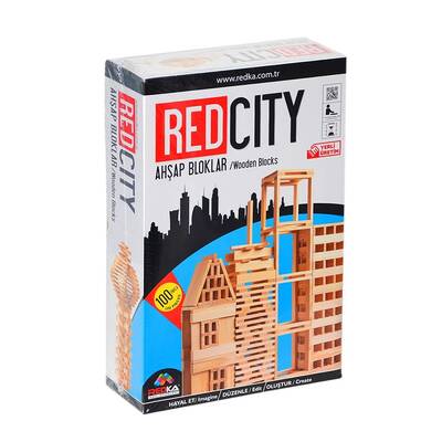 Akıl Oyunları Red City Ahşap Bloklar 100 Parça REDKA - 1