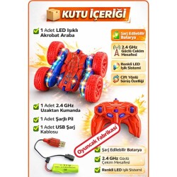 Akrobat Araba Uzaktan Kumandalı Full Fonksiyon Şarjlı Işıklı (16 Cm) 2.4 GHz Çift Yönlü - 2