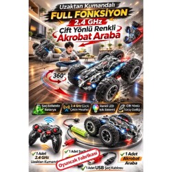 Akrobat Araba Uzaktan Kumandalı Full Fonksiyon Şarjlı Işıklı (16 Cm) 2.4 GHz Çift Yönlü - 3