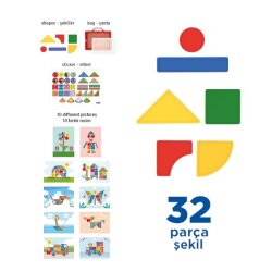 Arkadaşım Bul ve Yap Çantalı Set – 32 Parça Şekil + 10 Farklı Resim - 3