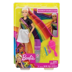 Barbie - Barbie Gökkuşağı Renkli Saçlar Bebeği FXN96