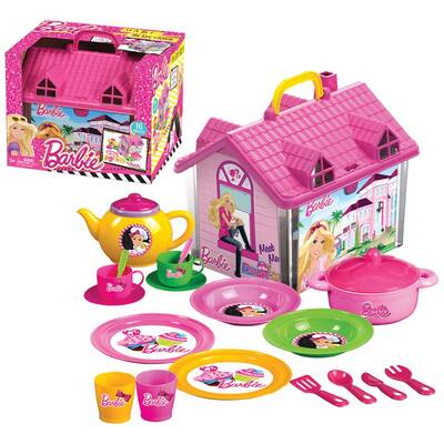 Barbie Oyuncak Ev ve Çay Seti Takımı 19 Parça - 1