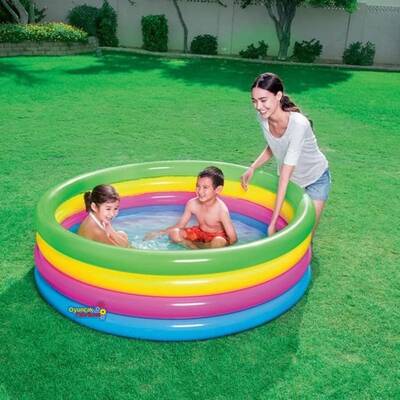 Bestway 51117 Şişme Çocuk Havuzu Dört Halkalı Renkli 157x46cm - 1