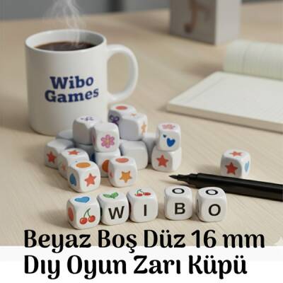 Beyaz Boş Küp Zar-Kendin Yap (DIY) Hobi ve Öğretim Amaçlı Yuvarlak Oyun Zarı Seti 16 MM - 1