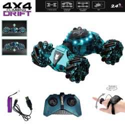 Bilekten Kontrol Uzaktan Kumandalı Araba Full Fonksiyon Şarjlı 2.4g Şeffaf Işıklı 4x4 Drift Araba - 3