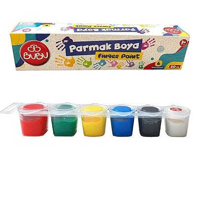 Bu-Bu Parmak Boyası 6 Renk 20 ml Birleşik Pot Çocuk Okul Anaokulu Etkinlik Boyası - 1