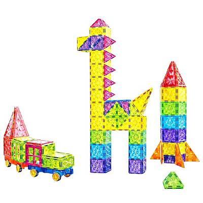 Büyük Manyetik Yapı Blokları 123 Parça 7,5 Cm 3D Renkli Eğitici STEM Oyuncak - 2