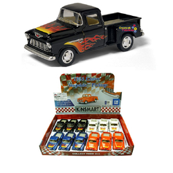 Çek Bırak Araba 1955 Chevy Stepside Pick-Up Ateş Desenli - Kinsmart