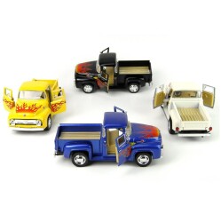 Çek Bırak Araba 1956 Ford F-100 Pickup Alev Desenli - Kinsmart