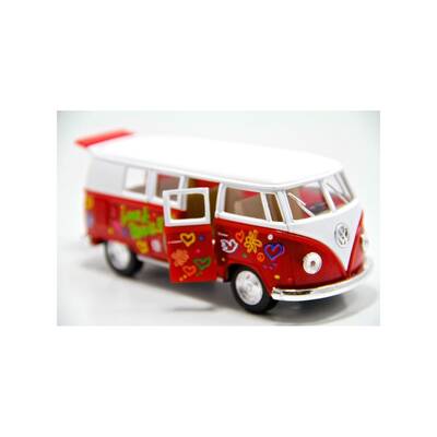 Çek Bırak Araba Kinsmart 1962 Volkswagen Classical Bus Çiçek Desenli - 3