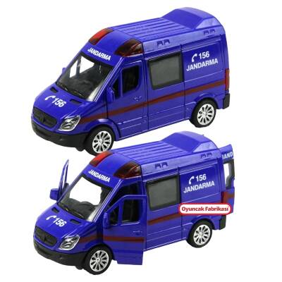 Çek bırak Metal Oyuncak Jandarma Arabası 4 Farklı Ses Işıklı 14 Cm - 1