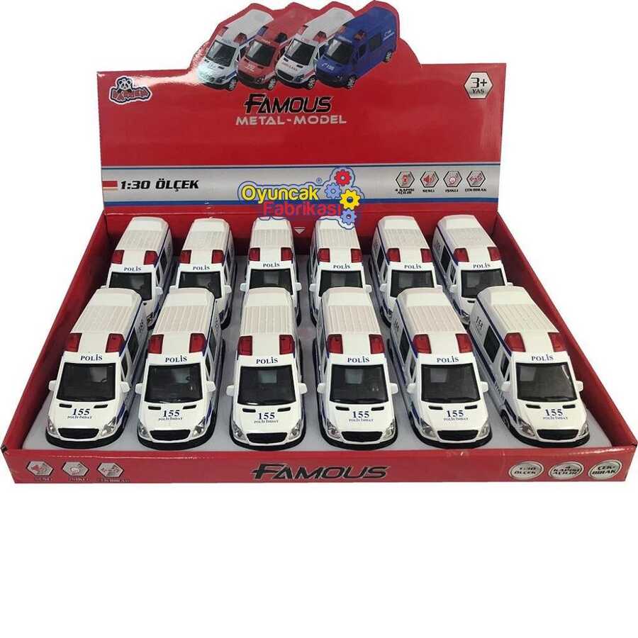 Çek Bırak Metal Oyuncak Polis Arabası Sesli Işıklı 14 Cm