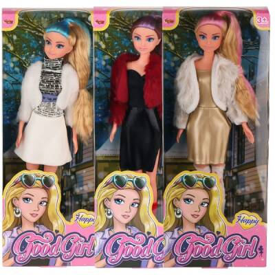 Ceketli Çizmeli Renkli Saçlı Oyuncak Bebek 29 cm - 1