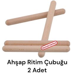 Çocuk Müzik Aleti Perküsyon Ahşap Ritim Çubukları Ahşap Davul Çubukları 2' li Set - ZEKİCE