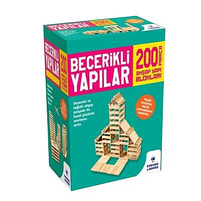 Curious Genius Becerikli Yapılar 200 Parça Ahşap Yapı Blokları Eğitici STEM Oyuncak 3 Yaş+ - 1