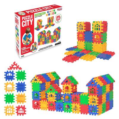 Dede Eğitici Puzzle City 128 Parça 9 Farklı Şekil - 1