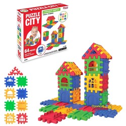 Dede Toys - Dede Eğitici Puzzle City 3D Yapı Ve Tasarım Blokları 64 Parça