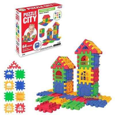 Dede Eğitici Puzzle City 3D Yapı Ve Tasarım Blokları 64 Parça - 1