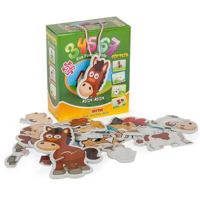 Dıy Toy 5 li Baby Puzzle Adım Adım- Çiftlik (3+4+5+6+7 Parça) - 1