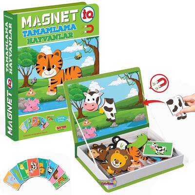 Dıy Toy Eğitici Magnet IQ Hayvanlar Tamamlama Kartları Manyetik Puzzle - 1