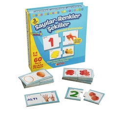 Dıy Toy Eğitici Sayılar Renkler Şekiller Eşleşmeler Çocuk Puzzle 60 Parça - 1