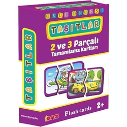 Dıy Toy Flash Card Taşıtlar 2 ve 3 Parçalı Tamamlama Kartları (40 Parça) - Dıy Toy