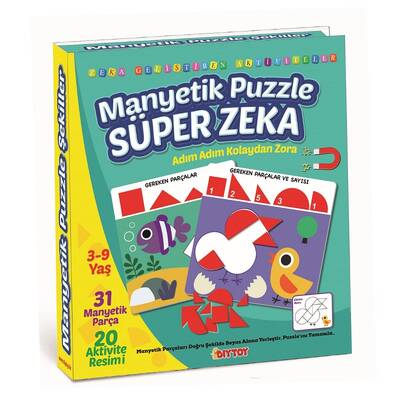 Dıy Toy Manyetik Puzzle Süper Zeka Oyunu Kolaydan Zora 3-9 Yaş - 1