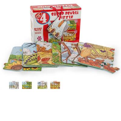 Dıy Toy Mevsimler Süper Renkli Eva Çocuk Puzzle 24 Parça) 4'Lü - 1